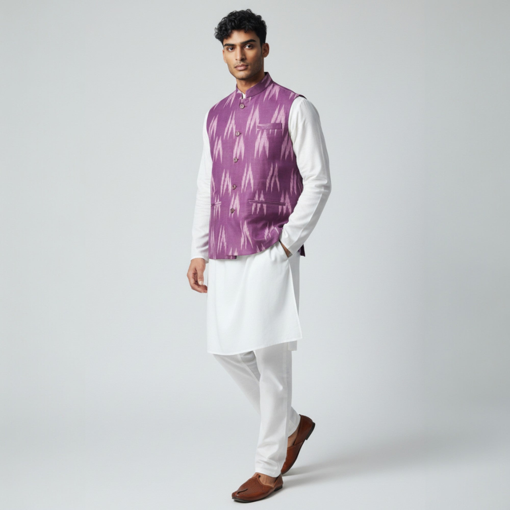 Purple Ikat Cotton Jacket