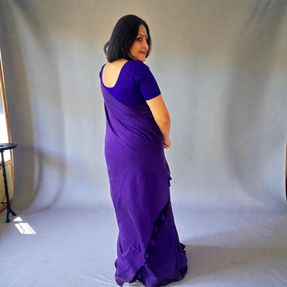 Purple Handloom Cotton Saree