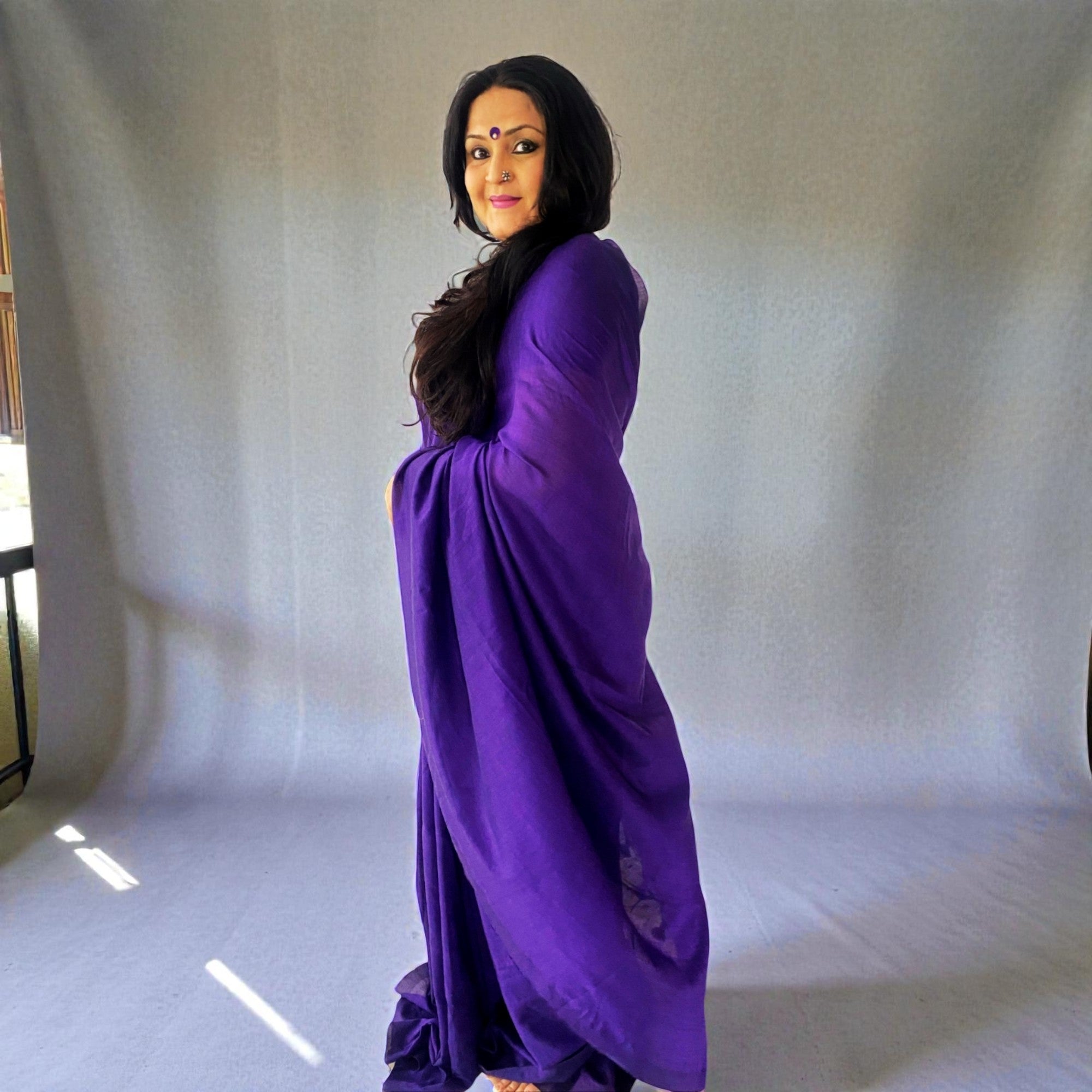 Purple Handloom Cotton Saree