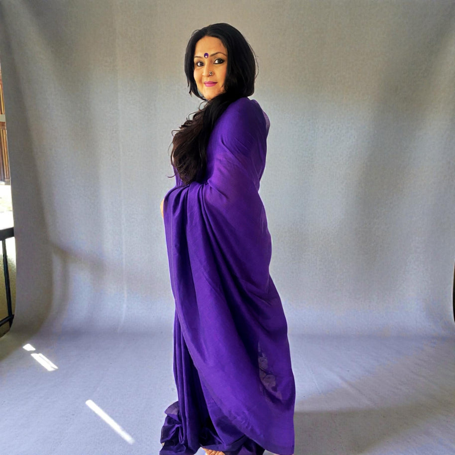 Purple Handloom Cotton Saree
