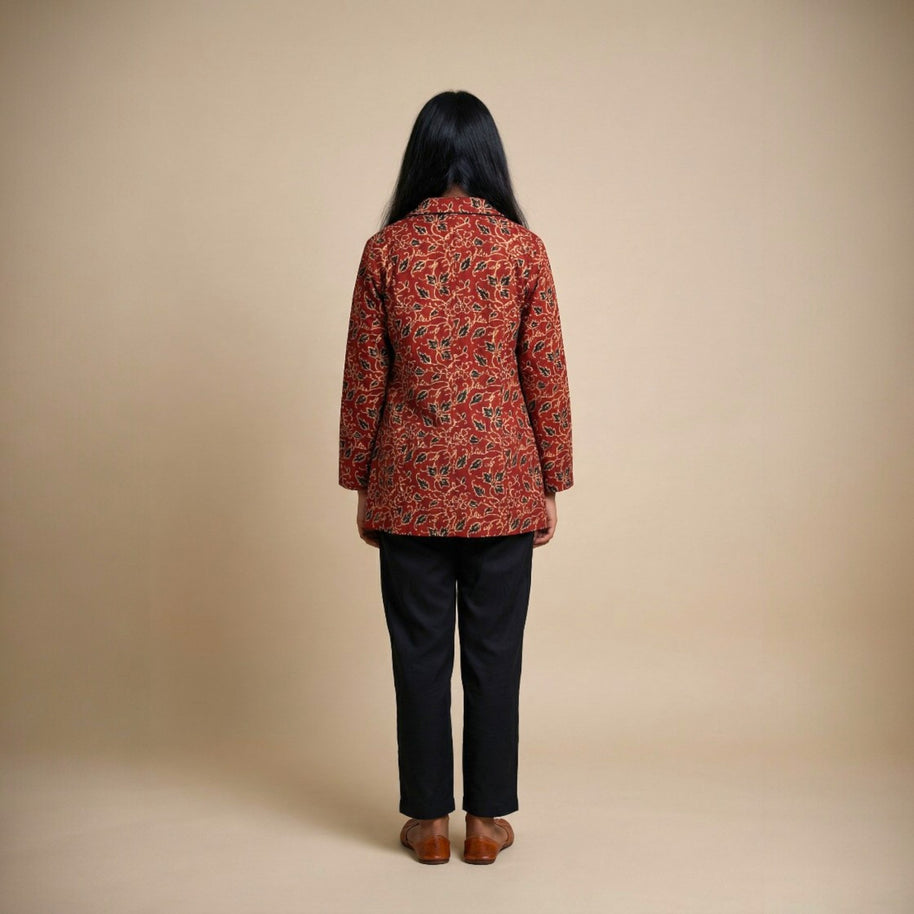 Maroon Floral Cotton Blazers