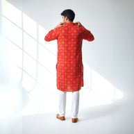 Red Yellow Bandhani Cotton Kurta