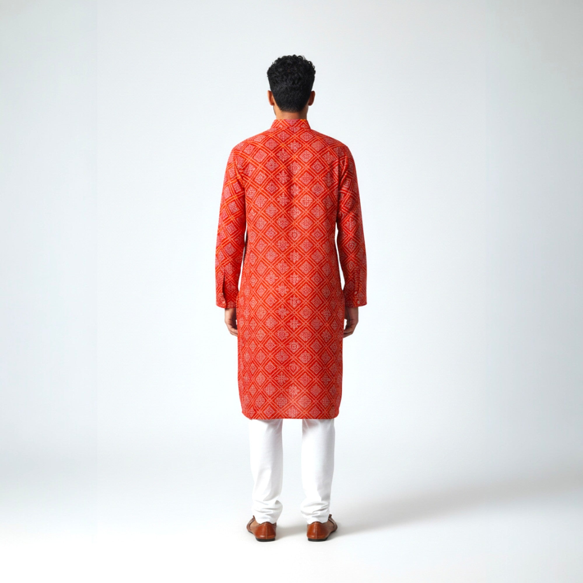 Red Yellow Bandhani Cotton Kurta