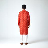 Red Yellow Bandhani Cotton Kurta
