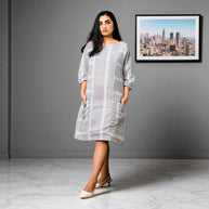 GreyWave Handblock Cotton Shift Dress