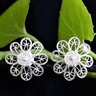 Daisy Stud Silver Filgree Earrings