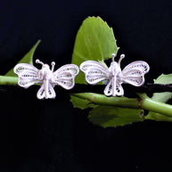 Silver Filigree Butterfly Studs
