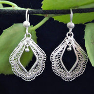 Carve Silver Filigree Earrings