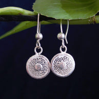 Circle Web Teensy Silver Filigree  Earrings