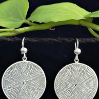 Circular Web Medial Silver Filigree  Earrings