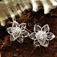 Daffodil Silver Filigree Stud Earrings