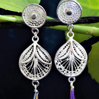 Droplet Silver Filigree Stud Earrings