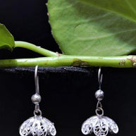 Floral Teensy Weeny Silver Filigree Jhumki