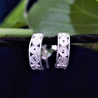 Silver Filigree Half Circle Teensy Stud Earrings