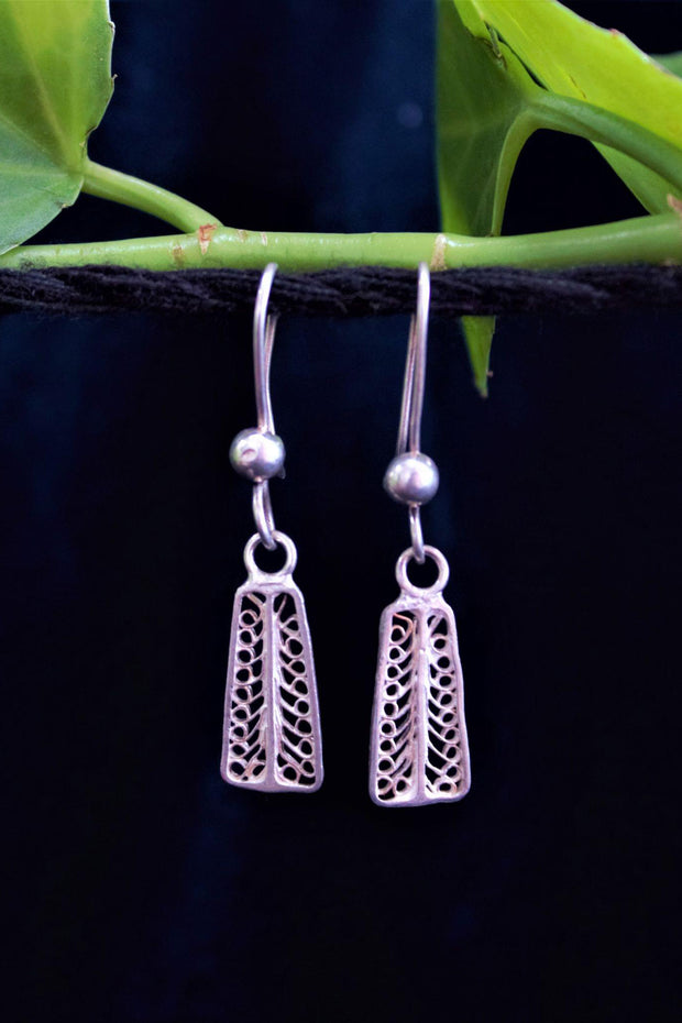 Honeyb Teensy Silver Filigree Earrings