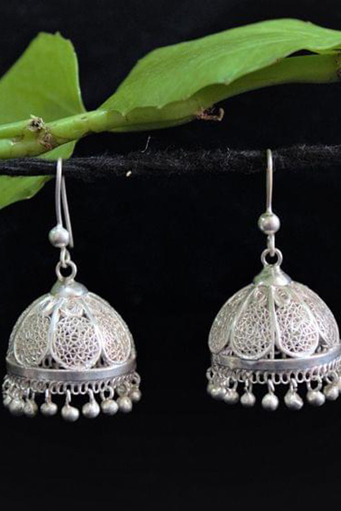 Petal Mondo Silver Filigree Jhumki
