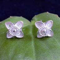 Silver Filigree Periwinkle Stud Earrings