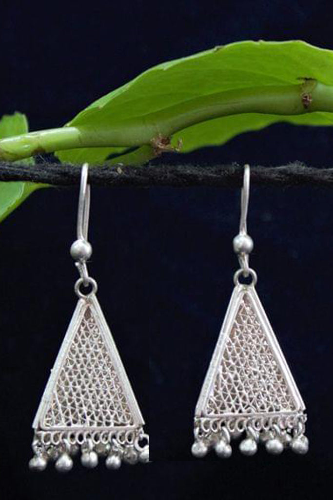 Pyramid Silver Filigree Jhumki