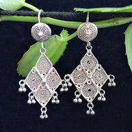 Rhomweb Silver Filigree Earrings