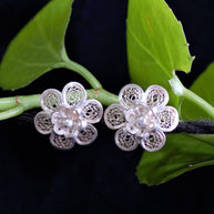 Zinnia Silver Filigree Stud Earrings