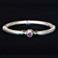 Silver Meena Bangle Purple Stone