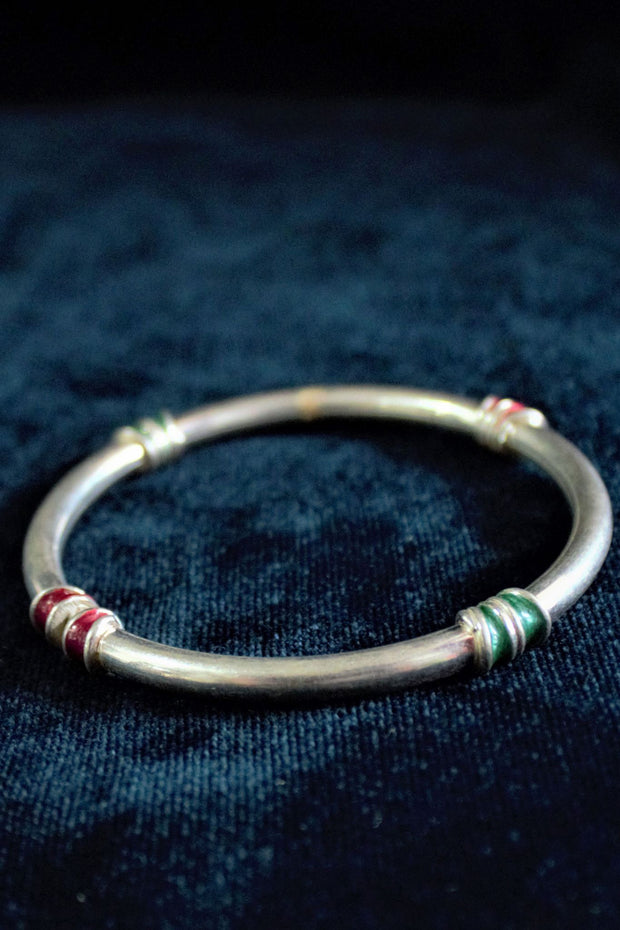 Silver Meena Plain Bangle