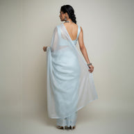 Ligth Blue Stripe Georgette Saree