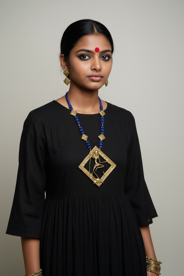 Maa Durga Abstract Dhokra Brass Necklace