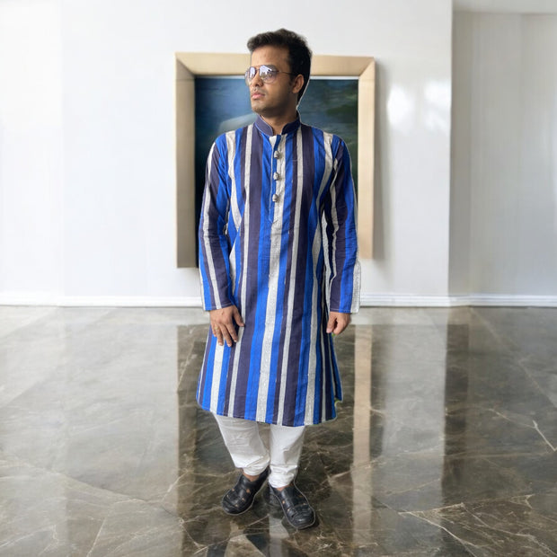 Neelrekha Handblock Cotton Kurta
