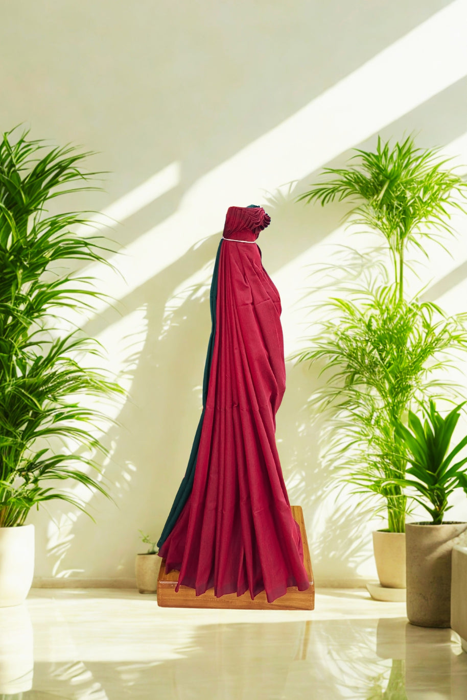 Rani Teal Handloom Cotton Saree