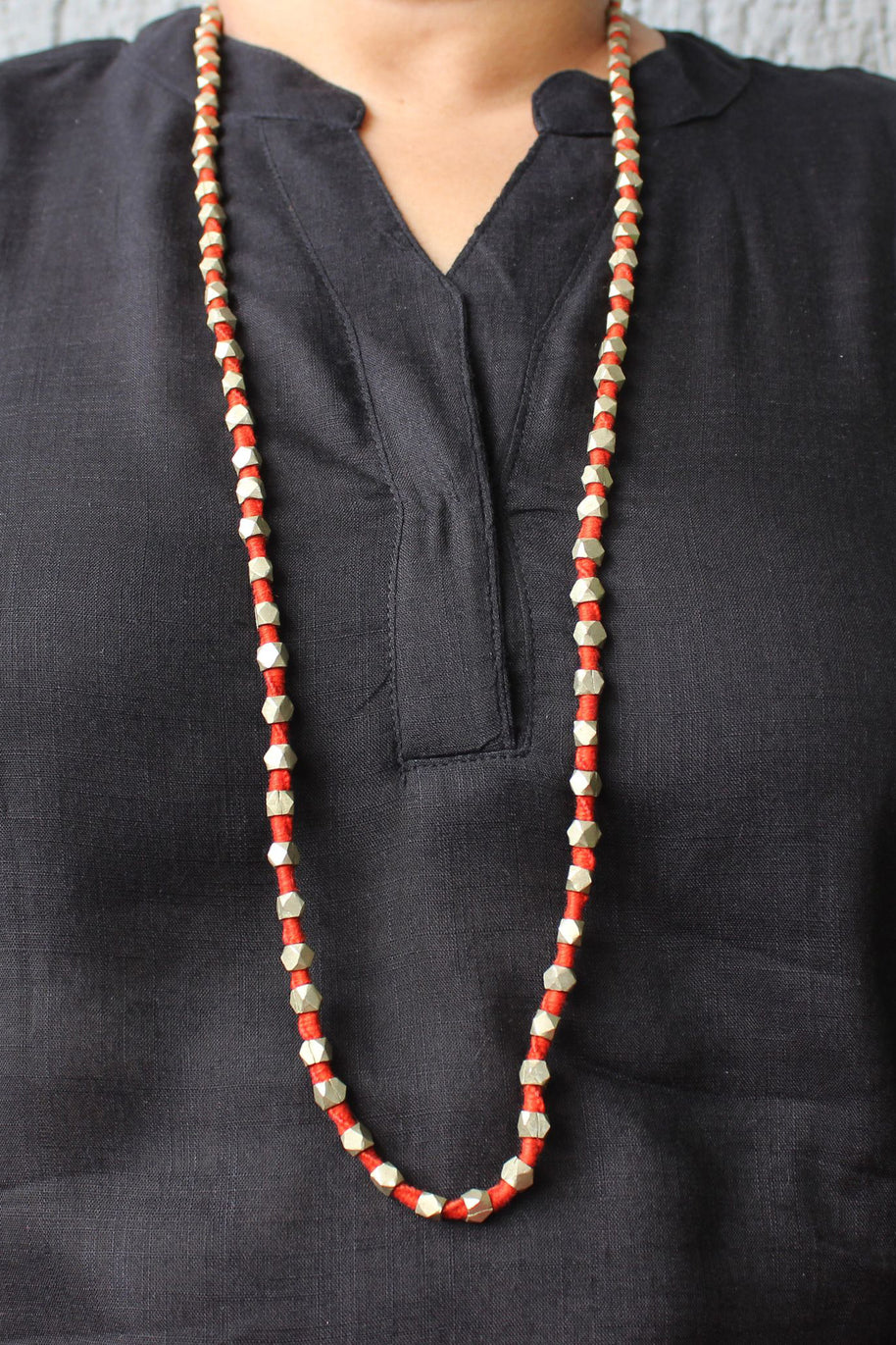 Traditional Dhokra Brass Beads Long Necklace