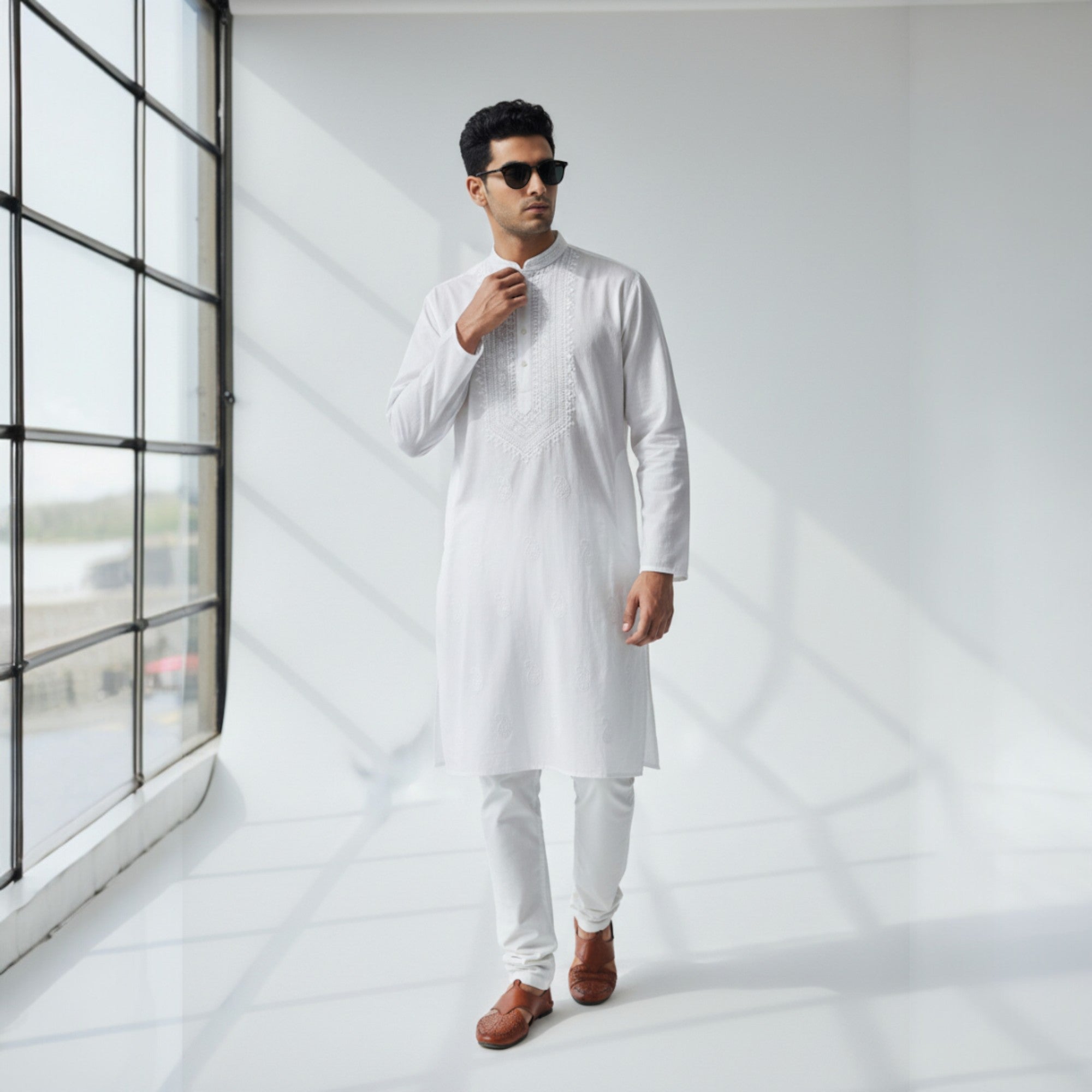 White Chikankari Cotton Kurta