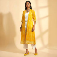 Yellow Jamdani Cotton Shrug