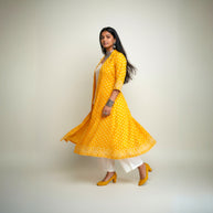 Yellow Jamdani Cotton Shrug