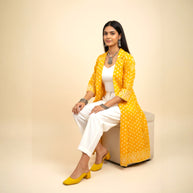 Yellow Jamdani Cotton Shrug