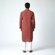 Maroon Bandhani Cotton Kurta