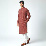 Maroon Bandhani Cotton Kurta