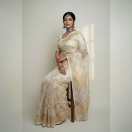 Yellow Floral Kota Cotton Saree