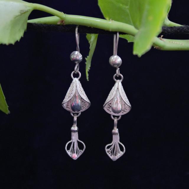Silver pearl bead dangler silver earrings at 1250  Azilaa
