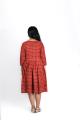 Red Camel Handblock Cotton Gathered Dress