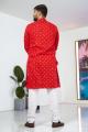 Dark Red Bandhani Cotton Kurta
