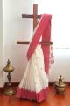 Offwhite Red Floral Cotton Saree