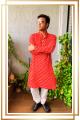 Red Bandhani Cotton Kurta