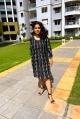 Black Handblock Smocked Cotton Dress