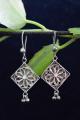 Romb Floral Teeny Silver Filigree Earrings
