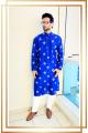 Blue Bandhani Silk Kurta